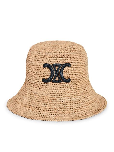 triomphe bucket hat in raffia .